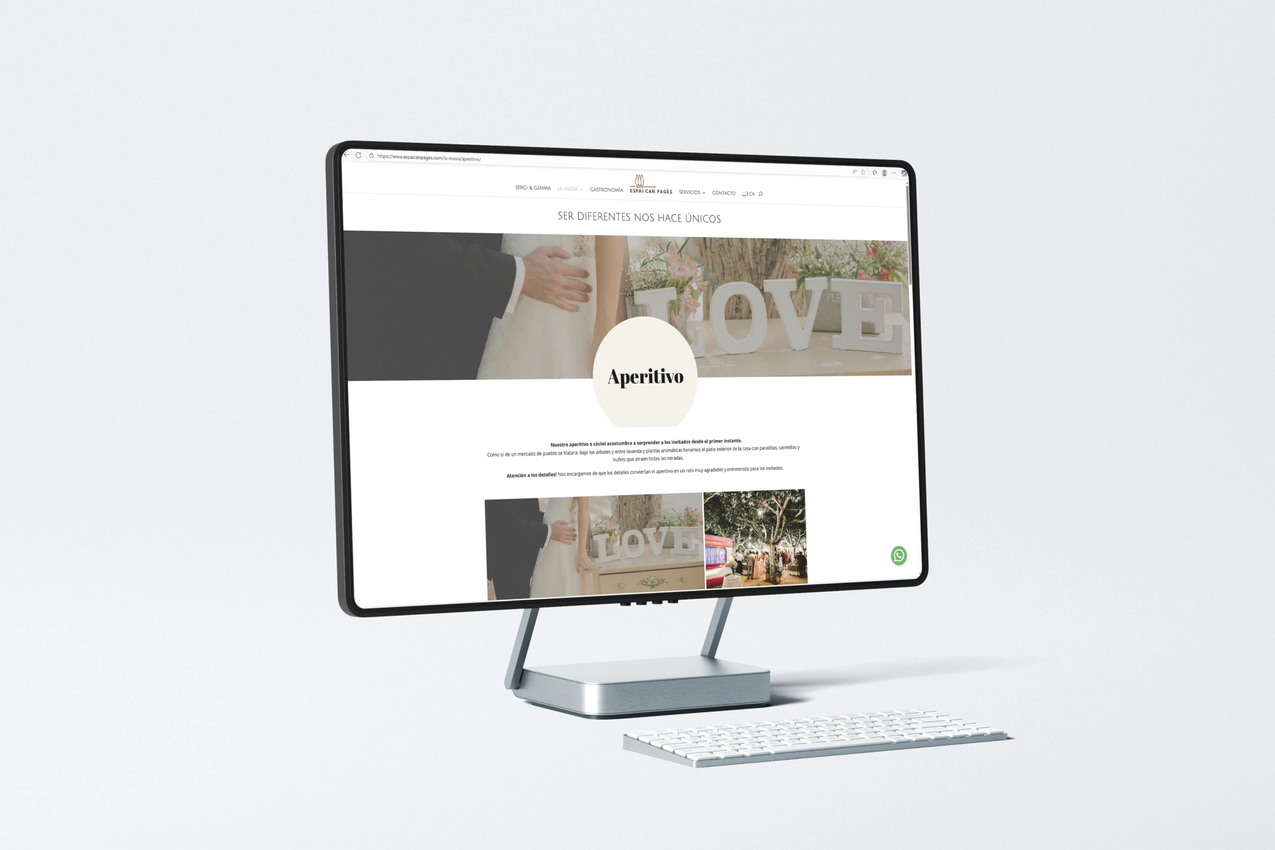 Web de Espai Can Pagès con información gastronómica para celebraciones y eventos