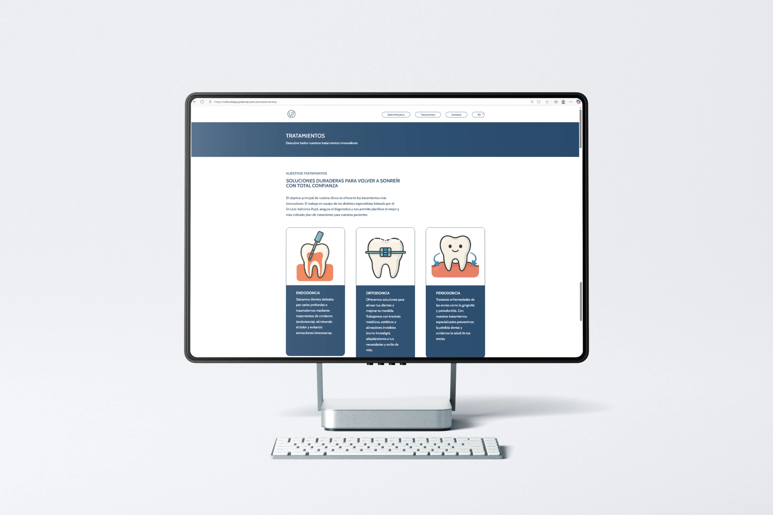 Web de Clínica Dental Vallcorba Pujol amb informació sobre tractaments odontològics