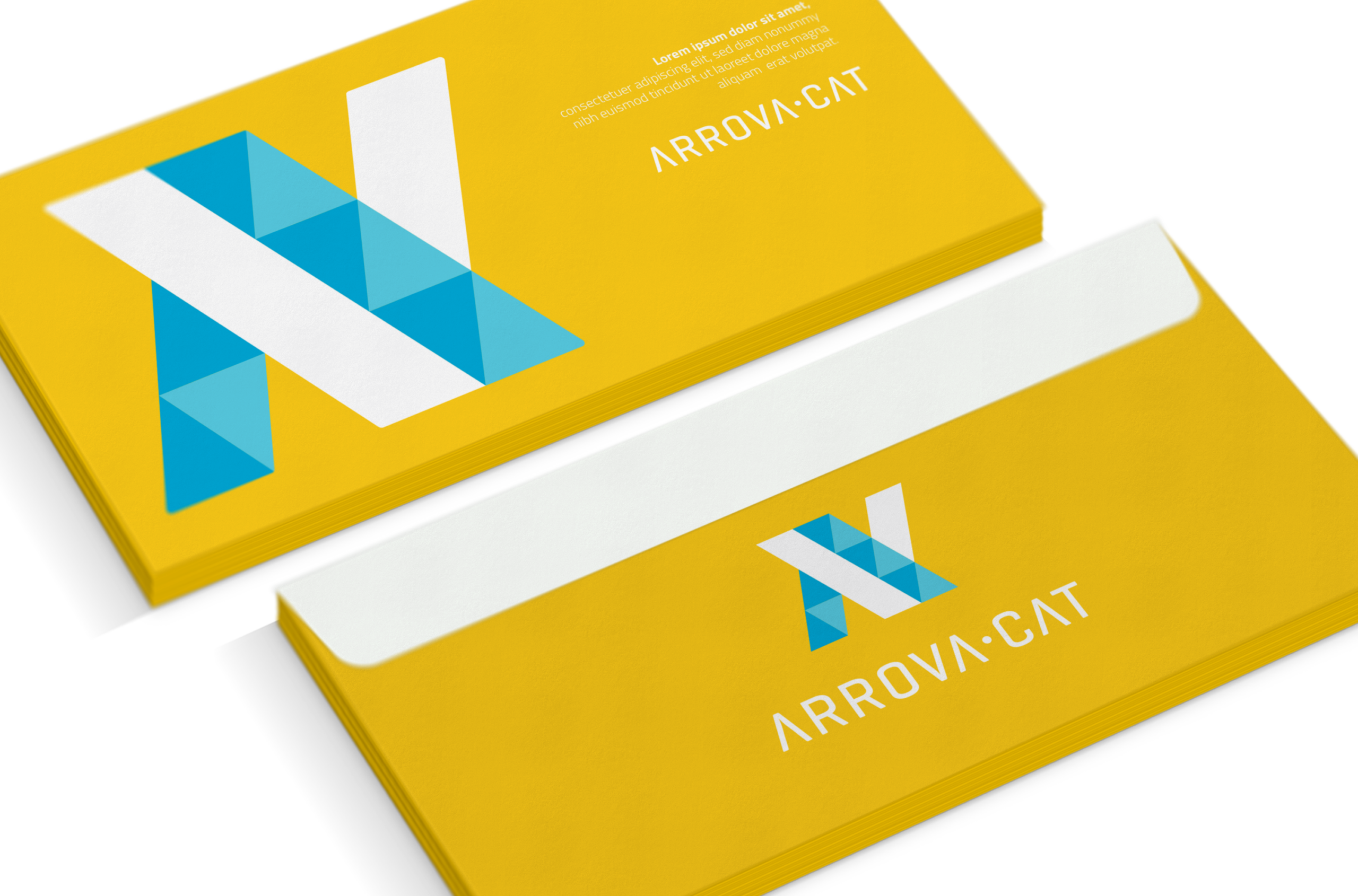 Targetes de visita corporatives d’Arrova.cat amb logotip geomètric