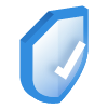 Icona d’escut de seguretat amb marca de verificació en color blau